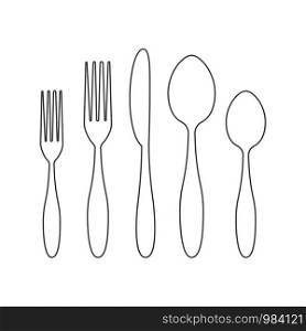 Cutlery icons set. Black and white colors. Cutlery icons set