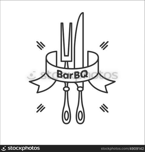Cutlery, Knife and fork, set, vector icon. Set for barbecue.