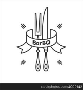 Cutlery, Knife and fork, set, vector icon. Set for barbecue.
