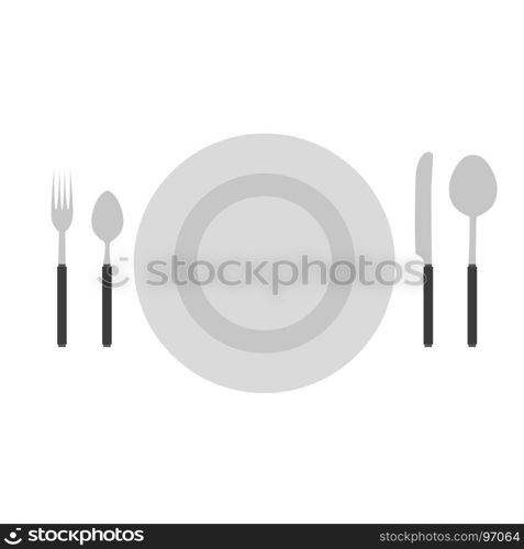 Cutlery set fork vector spoon knife icon isolated kitchen restaurant meal food dishware lunch