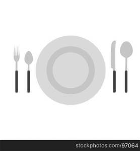 Cutlery set fork vector spoon knife icon isolated kitchen restaurant meal food dishware lunch