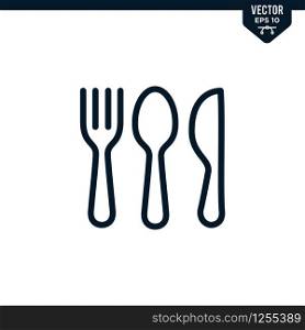 Cutlery Set icon collection in outlined or line art style, editable stroke vector