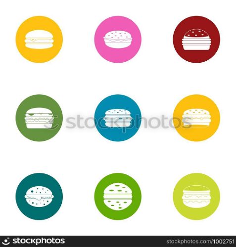 Cutlet icons set. Flat set of 9 cutlet vector icons for web isolated on white background. Cutlet icons set, flat style