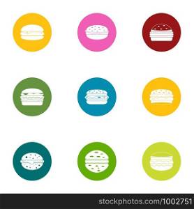 Cutlet icons set. Flat set of 9 cutlet vector icons for web isolated on white background. Cutlet icons set, flat style