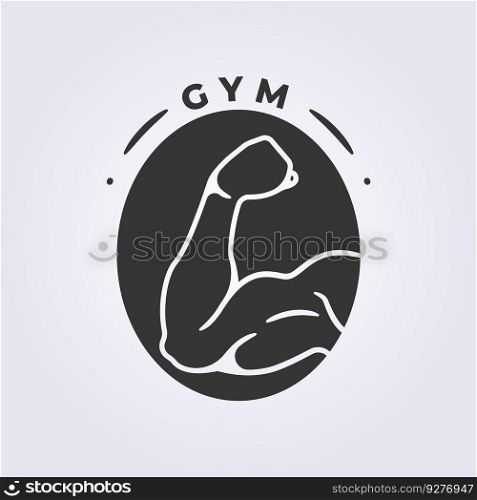 Cutout muscle gym fitness logo outline Royalty Free Vector