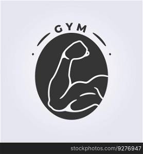 Cutout muscle gym fitness logo outline Royalty Free Vector
