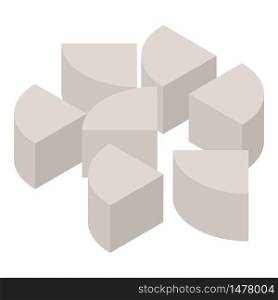 Cutted cassava icon. Isometric of cutted cassava vector icon for web design isolated on white background. Cutted cassava icon, isometric style