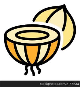 Cutted onion icon. Outline cutted onion vector icon color flat isolated. Cutted onion icon color outline vector
