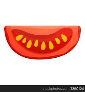 Cutted slice tomato icon. Cartoon of cutted slice tomato vector icon for web design isolated on white background. Cutted slice tomato icon, cartoon style