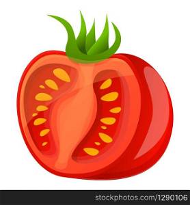 Cutted tomato icon. Cartoon of cutted tomato vector icon for web design isolated on white background. Cutted tomato icon, cartoon style