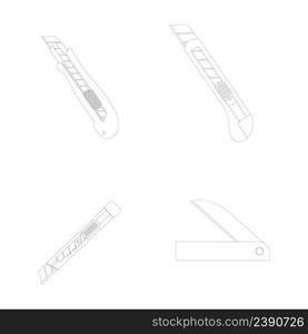 cutter knife - stationery icon vector design template