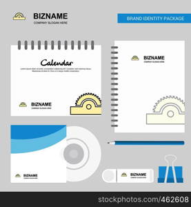 Cutter Logo, Calendar Template, CD Cover, Diary and USB Brand Stationary Package Design Vector Template