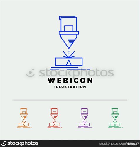 Cutting, engineering, fabrication, laser, steel 5 Color Line Web Icon Template isolated on white. Vector illustration. Vector EPS10 Abstract Template background