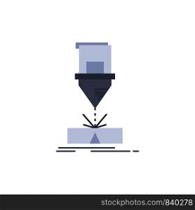 Cutting, engineering, fabrication, laser, steel Flat Color Icon Vector