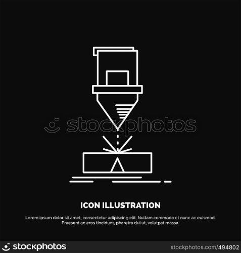 Cutting, engineering, fabrication, laser, steel Icon. Line vector symbol for UI and UX, website or mobile application. Vector EPS10 Abstract Template background