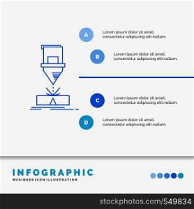 Cutting, engineering, fabrication, laser, steel Infographics Template for Website and Presentation. Line Blue icon infographic style vector illustration. Vector EPS10 Abstract Template background