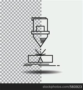 Cutting, engineering, fabrication, laser, steel Line Icon on Transparent Background. Black Icon Vector Illustration. Vector EPS10 Abstract Template background