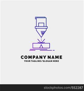 Cutting, engineering, fabrication, laser, steel Purple Business Logo Template. Place for Tagline. Vector EPS10 Abstract Template background