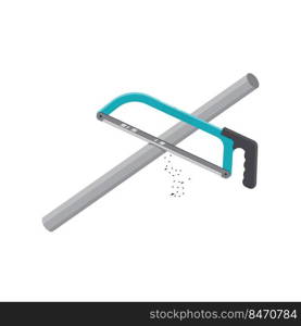 cutting iron with hacksaw vector illustration concept design template 