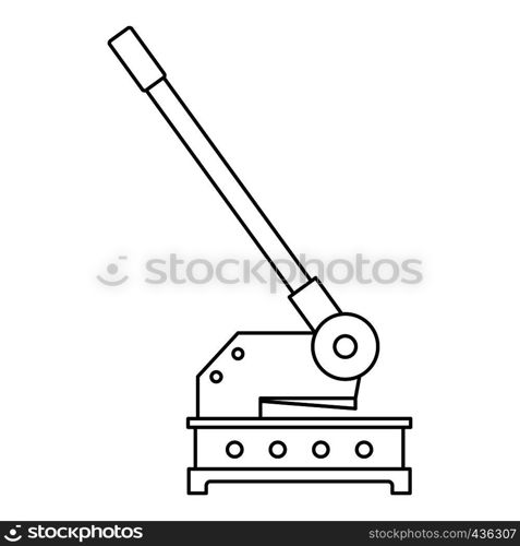 Cutting machine icon in outline style isolated on white background vector illustration. Cutting machine icon, outline style