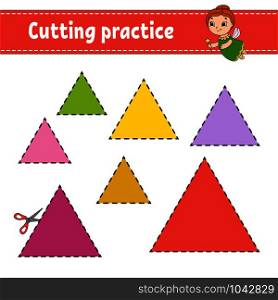 Cutting practice for kids. Education developing worksheet. Activity page with pictures. Game for children. Isolated vector illustration. Funny character. Cartoon style. Cutting practice for kids. Education developing worksheet. Activity page with pictures. Game for children. Isolated vector illustration. Funny character. Cartoon style.
