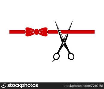 cutting ribbon with scissor vector illustration design