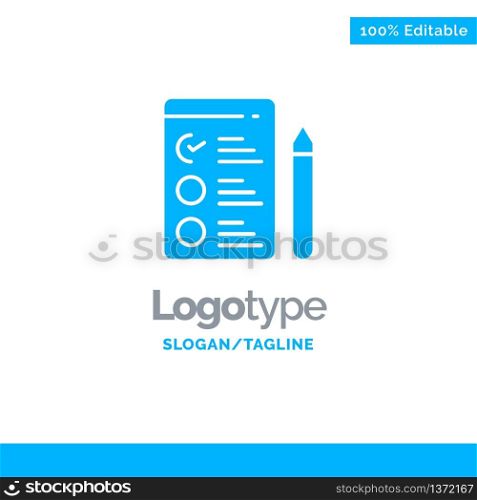 Cv, Job, Job Search Blue Solid Logo Template. Place for Tagline
