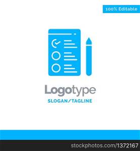 Cv, Job, Job Search Blue Solid Logo Template. Place for Tagline