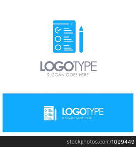 Cv, Job, Job Search Blue Solid Logo with place for tagline