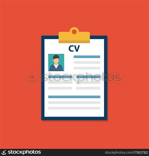 CV resume document flat style. Vector eps10