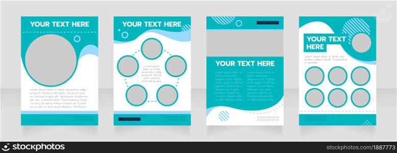 Cyan and white wavy blank brochure layout design. Cruise info. Vertical poster template set with empty copy space for text. Premade corporate reports collection. Editable flyer paper pages. Cyan and white wavy blank brochure layout design