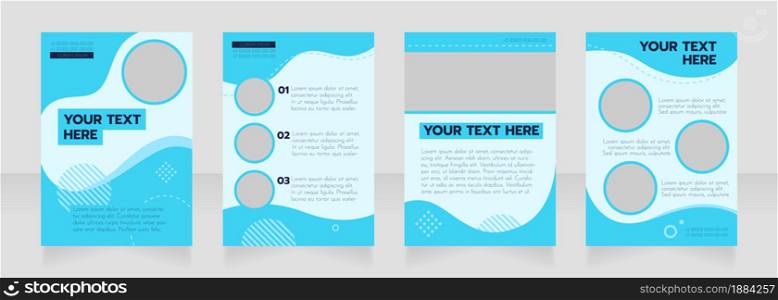 Cyan wavy blank brochure layout design. Maritime service info. Vertical poster template set with empty copy space for text. Premade corporate reports collection. Editable flyer paper pages. Cyan wavy blank brochure layout design