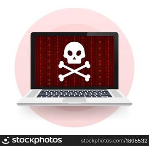 Cyber attack. Data Phishing with fishing hook, laptop, internet security. Vector stock illustration. Cyber attack. Data Phishing with fishing hook, laptop, internet security. Vector stock illustration.