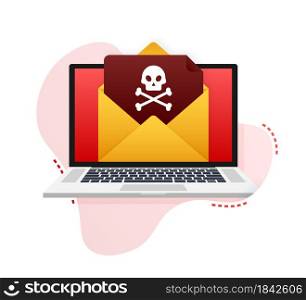 Cyber attack. Data Phishing with fishing hook, laptop, internet security. Vector stock illustration.. Cyber attack. Data Phishing with fishing hook, laptop, internet security. Vector stock illustration