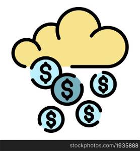 Cyber cloud robbery icon. Outline cyber cloud robbery vector icon color flat isolated. Cyber cloud robbery icon color outline vector