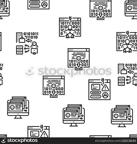 Cyber Crime Internet Business Vector Seamless Pattern Thin Line Illustration. Cyber Crime Internet Business Vector Seamless Pattern