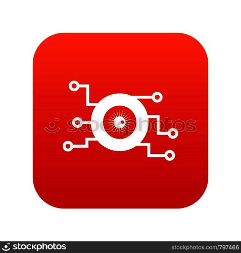 Cyber eye symbol icon digital red for any design isolated on white vector illustration. Cyber eye symbol icon digital red