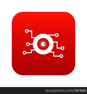 Cyber eye symbol icon digital red for any design isolated on white vector illustration. Cyber eye symbol icon digital red