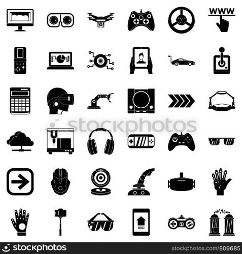 Cyber icons set. Simple style of 36 cyber vector icons for web isolated on white background. Cyber icons set, simple style