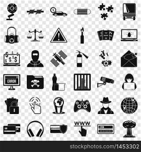 Cyber icons set. Simple style of 36 cyber vector icons for web for any design. Cyber icons set, simple style