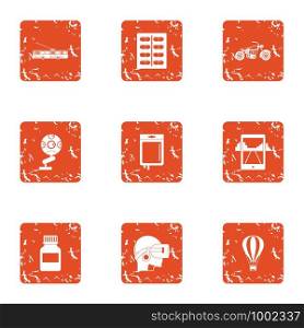 Cyber instruction icons set. Grunge set of 9 cyber instruction vector icons for web isolated on white background. Cyber instruction icons set, grunge style