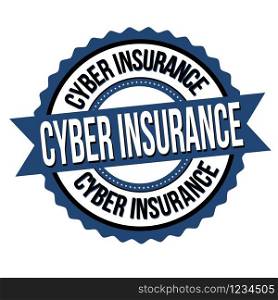 Cyber insurance label or sticker on white background, vector illustration