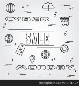 Cyber monday design. Vector illustration eps10. Cyber monday graphic.Think line icon.