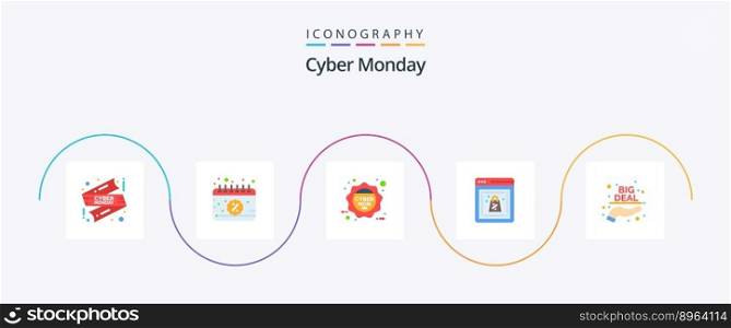 Cyber Monday Flat 5 Icon Pack Including buy. online. cyber monday. shop. discount
