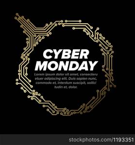 Cyber monday flyer template with electronic circuit and place for your text