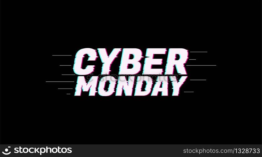 Cyber Monday. Promotional online sale event. Vector technology illustration. Futuristic label design.