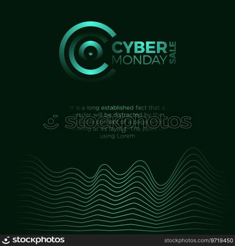 Cyber monday promotional poster with letter c Vector Image