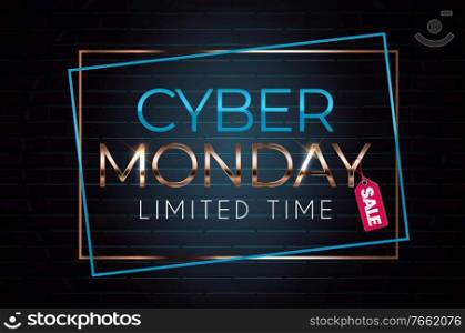 Cyber Monday Sale Background. Vector Illustration EPS10. Cyber Monday Sale Background. Vector Illustration on black