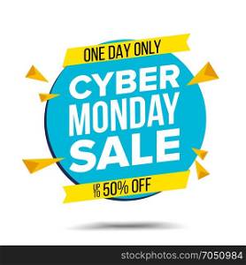 Cyber Monday Sale Banner Vector. Website Sticker, Cyber Web Page Design. Big Super Sale. Online Sales Concept. Isolated On White Illustration. Cyber Monday Sale Banner Vector. Discount Banner. Monday Sale Banner Tag. November Online Sales Concept. Cyber Price Tag Label. Super Sale Flyer. Isolated Illustration