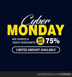 Cyber monday sale card with elegent design vector